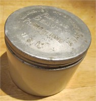 Vtg Famous Beauty Preparations Milk Glass Jar