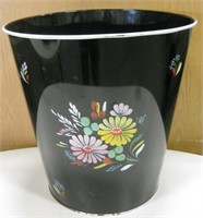 Vintage Tole Hand Painted Ransburg Trash Can