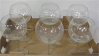 6 Plain Burgundy Red Wine Stemware Glasses