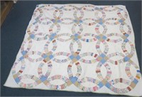 64" x 64" Circle Pattern Hand Stitched Quilt