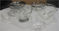 Silver Plated Rimmed & Plain Serving Glass Bowls