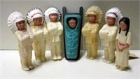 7 Vintage NA  Plastic Toy Figurines - 6"H