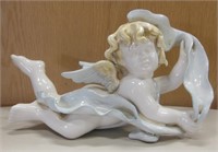 Vintage Unmarked Ceramic Cherub Figurine 7"x13"