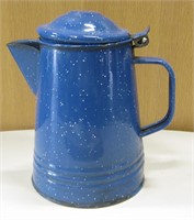 Vintage Blue Enamel Speckled Coffee Pot