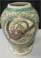 Vintage Japanese Raised Enamel Samurai Vase