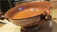 13" Diameter Hand Made Pottery Pedestal Bowl