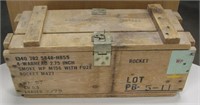 Vintage Wood Rocket / Projectile Military Crate