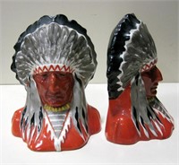 Vintage Pair of NA Chief Bust Ceramic Bookends