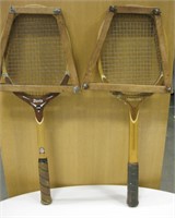 2 Vintage Wood Wilson Tennis Rackets With Press