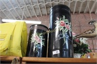 FLORAL PAINTED WASTE BASKETS