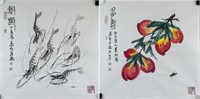 MA SHAOCHEN Chinese b.1952 Ink and Watercolor 2 PC