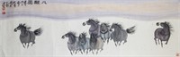 ZHANG SHIFENG Chinese Modern Watercolor 8 Horses