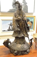 Chinese bronze Sholou figure on turtle