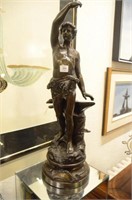 Decorative bronzed speltre statue of a Greek god