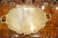 Silver plate crested serving tray