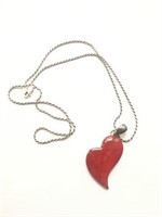 Sterling Silver Red Heart Pendant