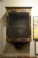 Chinoiserie black lacquer hanging display case