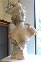 Art Nouveau alabaster bust of a young female