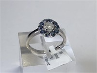 10K White Gold Diamond & Sapphire Ring
