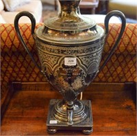 Victorian silver plate hot water urn as table lamp