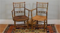 Pair of faux bamboo style armchairs