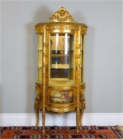 French gilt painted vitrine cabinet