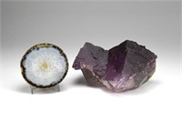 Fluorite mineral rock and a geode