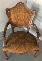 Heavily Carved French Arm Chair