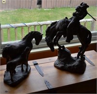 Two Large Western Horse Statues