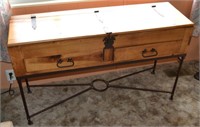 Wrought-Iron Base Handmade Trunk/Table