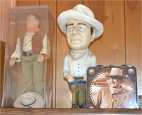 John Wayne Doll, Statue, & Lunchbox