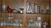 Cabinet Lot: Stemware, Crystal, Vases & More