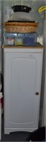 White Wood Single-Door Shelf Unit With Contents