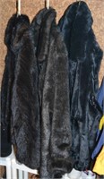 3 Ladies Black Faux Fur Coats
