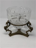 Crystal Bowl With Brass Stand