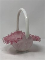 White/Pink Beaded Glass Basket