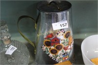 TIN PITCHER WITHLID - FLOWERS