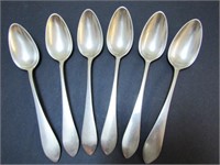 SIX CONTINENTAL SILVER TABLESPOONS