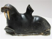 INUIT SOAPSTONE CARVING of RECLINING WALRUS