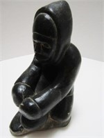 INUIT SOAPSTONE CARVING of a SEATED MAN
