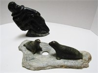 TWO INUIT SOAPSTONE CARVINGS