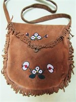 FIRST NATIONS BEADED HIDE SHOULDER BAG