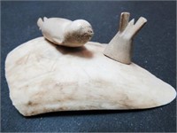 INUIT IVORY CARVING with SEALS on ICE FLOE