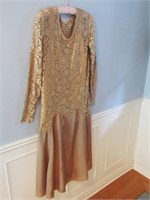 VINTAGE 1920's SILK VELVET LACE DRESS