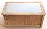 Wooden, galvanized metal top storage trunk/chest