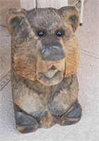 Wooden carved bear statuette