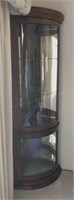 Corner lighted wooden curio display cabinet