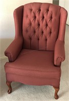 Hi-back easy chair - deep rust red fabric