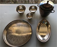 14 pc. Assorted silver plate serving pieces