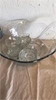 Glass punch bowl with 8 cups with the ladle